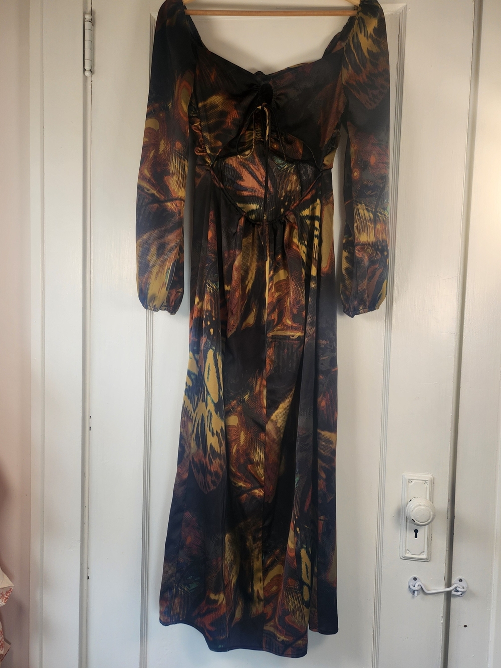 Urban Outfitters Kitty Butterfly Midi Dress Black Yellow Long Sleeve - Picture 6 of 8